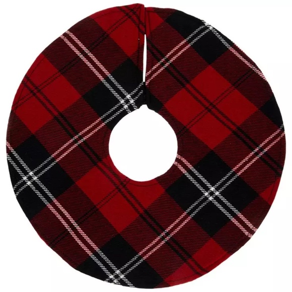 My Little Christmas Red, Black & White Plaid 12" Round Mini Tree Skirt - Picture 2 of 4